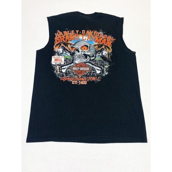 Harley Davidson 2016 Tank Top Large Grand Cayman Islands Welcome to Hell - Picture 1 of 8